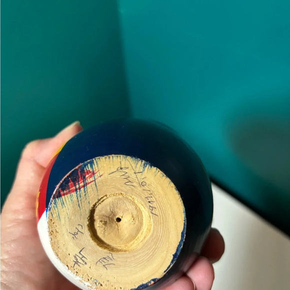 Kokeshi Japanese Wooden Vibrant Hand-Painted Bobble Head Dolls Vintage - Picture 7 of 7